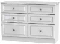 Welcome Pembroke High Gloss White Chest of Drawer - 6 Drawer Midi