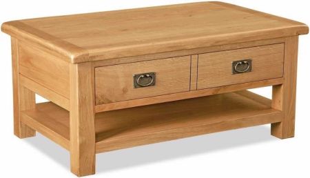 Global Home Salisbury Oak Coffee Table with Drawer and Shelf