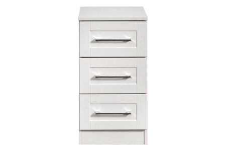 Welcome York 3 Drawer Bedside - White Ash