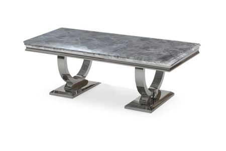 Arianna 130cm Marble Coffee Table - Light Grey