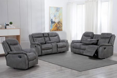 Blaze 3 + 2 + 1 Manual Recliner Sofa Set - Grey