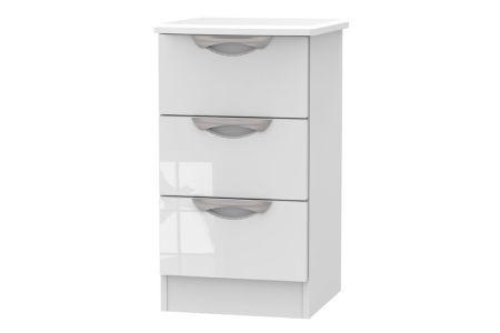 Welcome Camden 3 Drawer Bedside Cabinet - High Gloss White 