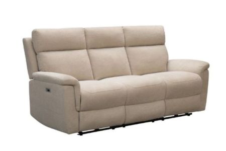 Link Detroit Fabric 3 Seater Power Recliner Sofa - Natural