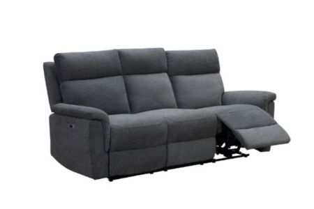 Link Detroit Fabric 3 Seater Power Recliner Sofa - Grey