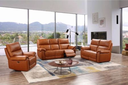 Link Rocco Leather 3 + 2 + 1 Power Recliner Sofa Set - Tan 