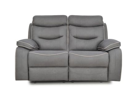 Giselle 2 Seater Fabric Manual Recliner Sofa - Grey (Ex-Display)