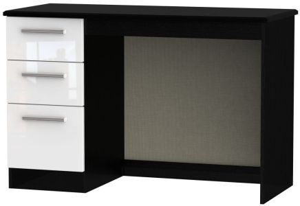 Knightsbridge High Gloss White and Black 3 Drawer Desk
