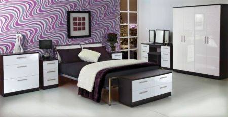 Knightsbridge High Gloss White and Black 4 Drawer Bed Box
