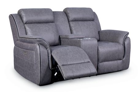 Milan 2 Seater Power Recliner with Console - Grey