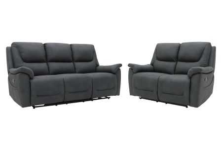 Montana 3 + 2 Manual Recliner Sofa Set - Charcoal