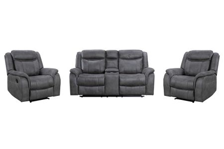 Blaze 2 + 1 + 1 Manual Recliner Sofa Set - Grey