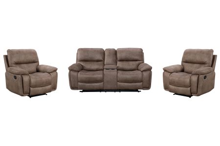 Monzo 2 + 1 + 1 Manual Recliner Sofa Set - Brown