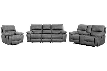 Monzo 3 + 2 + 1 Manual Recliner Sofa Set - Grey
