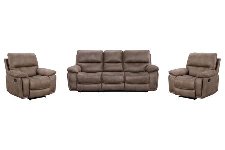  Monzo 3 + 1 + 1 Manual Recliner Sofa Set - Brown