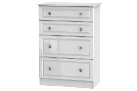 Welcome Pembroke High Gloss White Chest of Drawer - 4 Drawer Deep