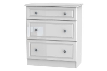 Welcome Pembroke High Gloss White Chest of Drawer - 3 Drawer Deep