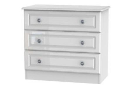 Welcome Pembroke High Gloss White Chest of Drawer - 3 Drawer