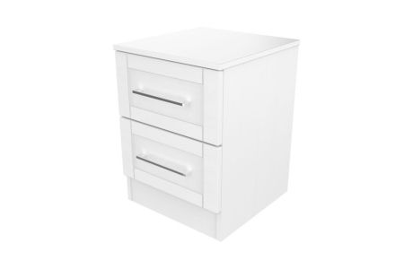 Welcome York 2 Drawer Bedside - White Ash