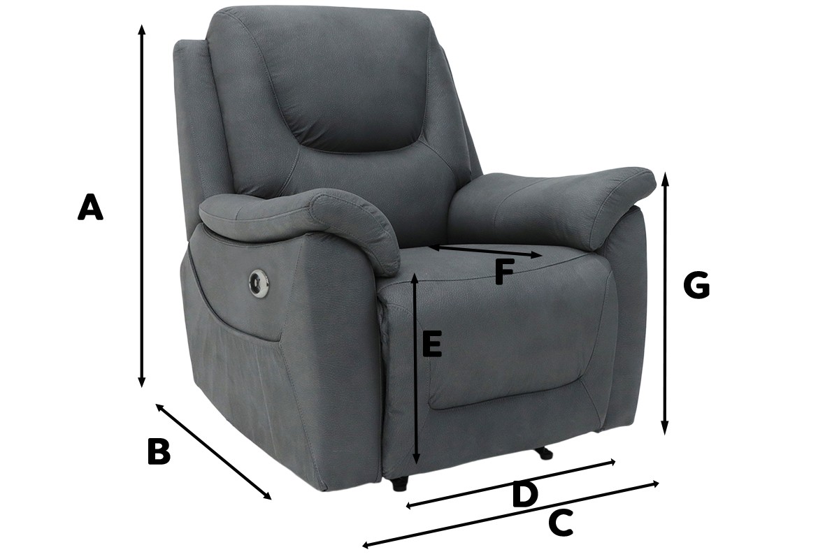 Montana Armchair Recliner Dimensions - Charcoal