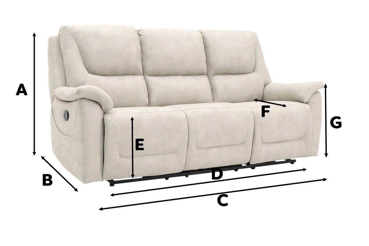 Montana 3 Seater manual recliner Sofa Dimensions