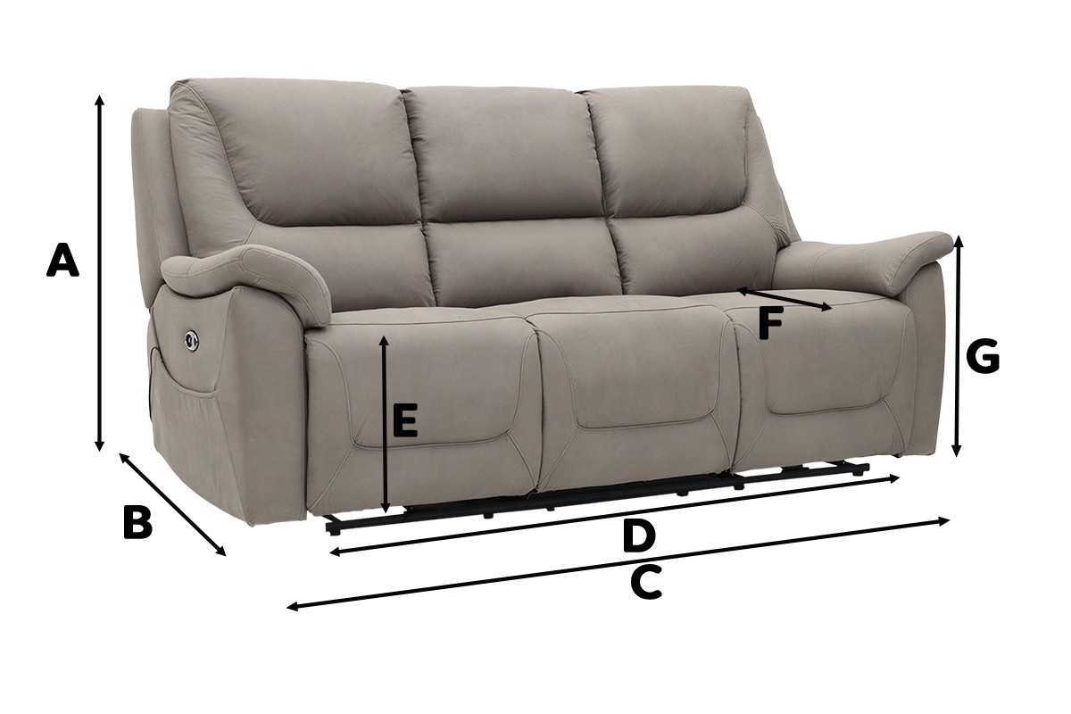 Montana 3 Seater Recliner Dimensions